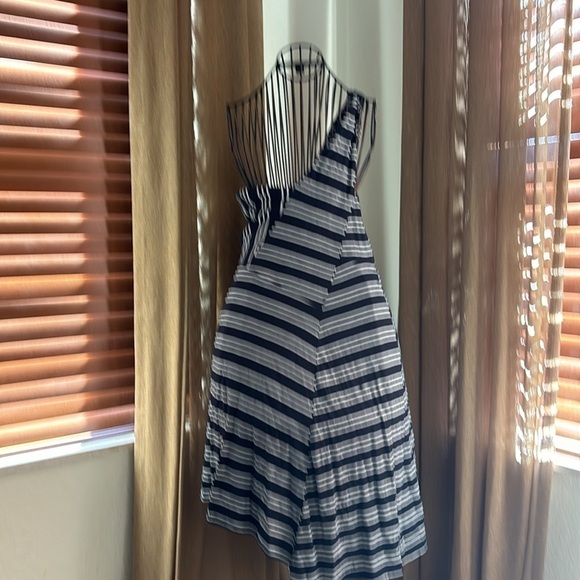 Anthropologie black and white Maeve Moka One Shoulder Striped Dress - Picture 5 of 7